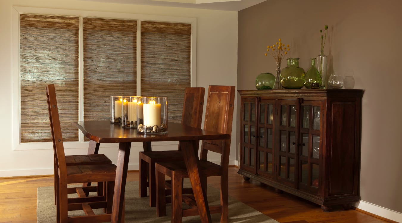 Woven shutters in a Dover dining room.